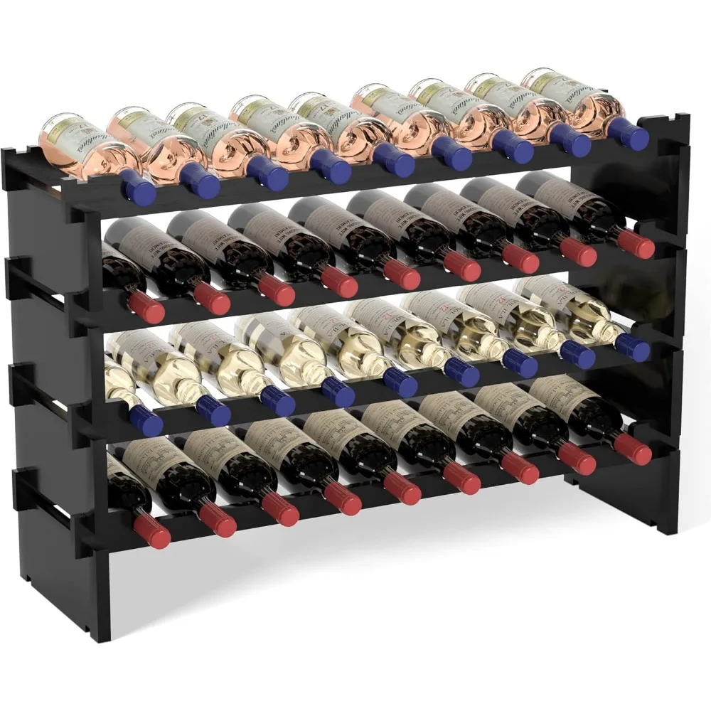 Freestanding Wooden Wine Rack - 36 Bottle Stackable Storage for Cabinet, Bar, Pantry & Cellar, 33.5 Inch Wide Black
Freestanding Wooden Wine Rack - 36 Bottle Stackable Storage for Cabinet, Bar, Pantry & Cellar, 33.5 Inch Wide Black