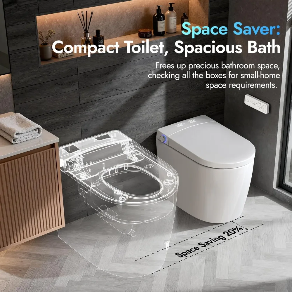 Smart Compact Toilet, 23" Depth, Auto Open/Close Lid & Foot Sensor Flush, Heated, Small Bathroom, Custom
Smart Compact Toilet, 23" Depth, Auto Open/Close Lid & Foot Sensor Flush, Heated, Small Bathroom, Custom