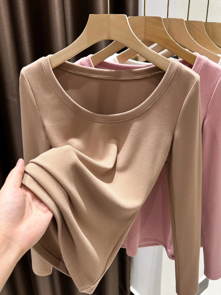 Утепленная женская базовая футболка с длинным рукавом и круглым вырезом, осенне-зимняя, модная, в корейском стиле, приталенная, цветная
Утепленная женская базовая футболка с длинным рукавом и круглым вырезом, осенне-зимняя, модная, в корейском стиле, приталенная, цветная