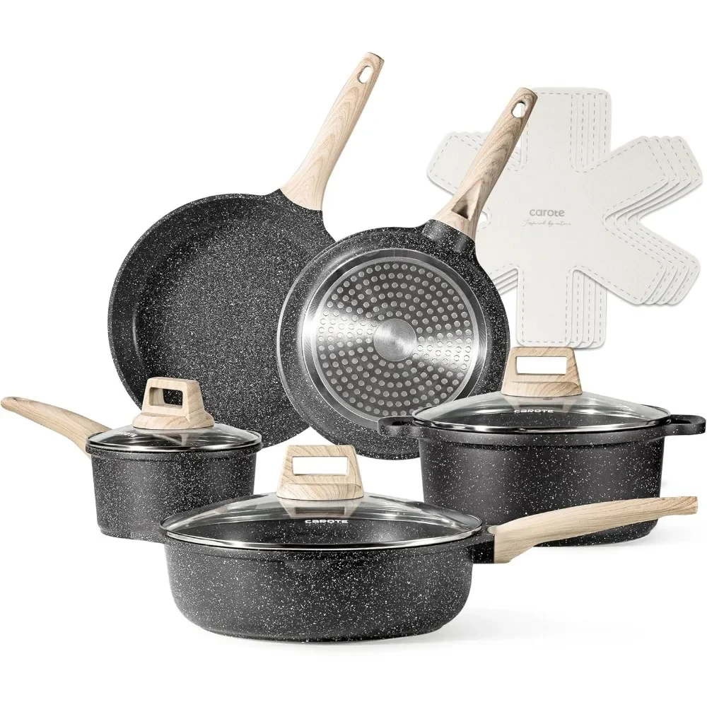12Pcs Pots and Pans Set Non Stick, Cookware Sets Induction Cookware Granite Cooking Set with Frying Pans, Saucepans
12Pcs Pots and Pans Set Non Stick, Cookware Sets Induction Cookware Granite Cooking Set with Frying Pans, Saucepans