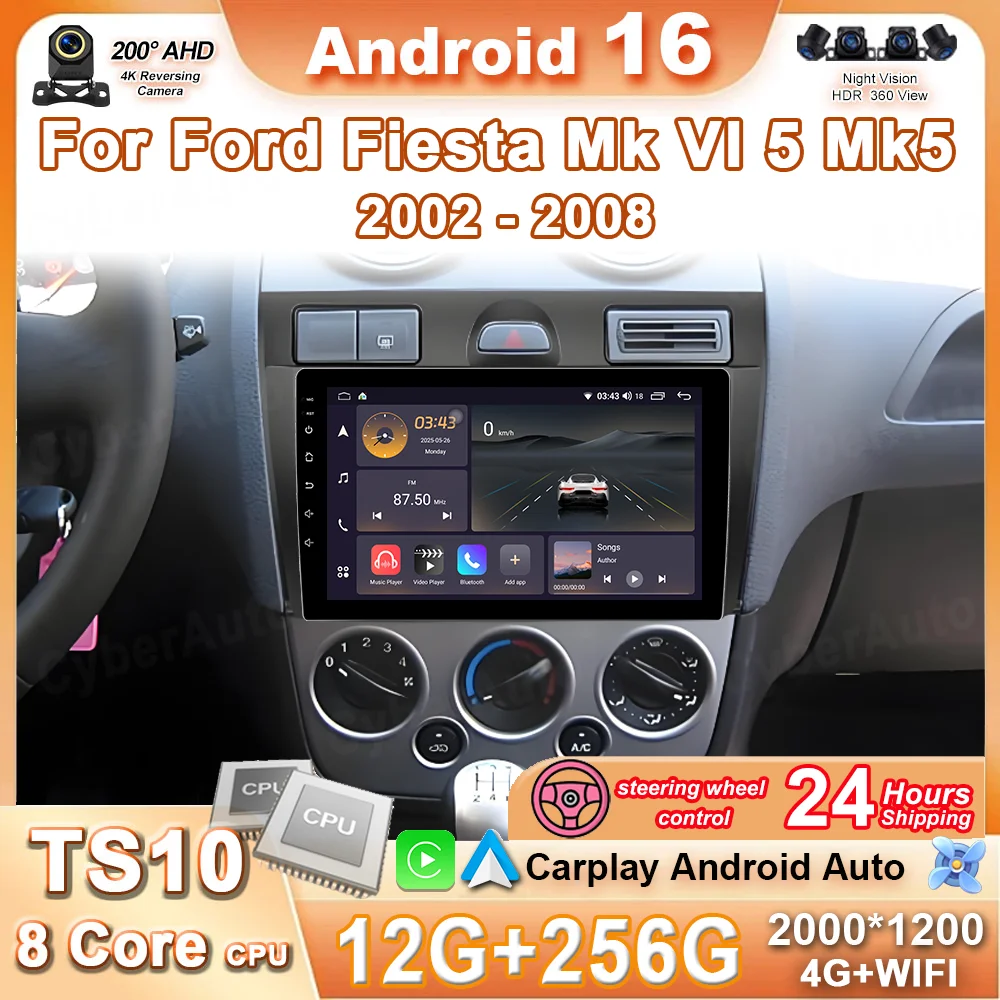 Автомагнитола Android 16 для Ford Fiesta Mk VI 5 Mk5 2002-2008, мультимедиа, видео, беспроводной Carplay, навигация GPS, сенсорный экран, DVD, 4G
Автомагнитола Android 16 для Ford Fiesta Mk VI 5 Mk5 2002-2008, мультимедиа, видео, беспроводной Carplay, навигация GPS, сенсорный экран, DVD, 4G