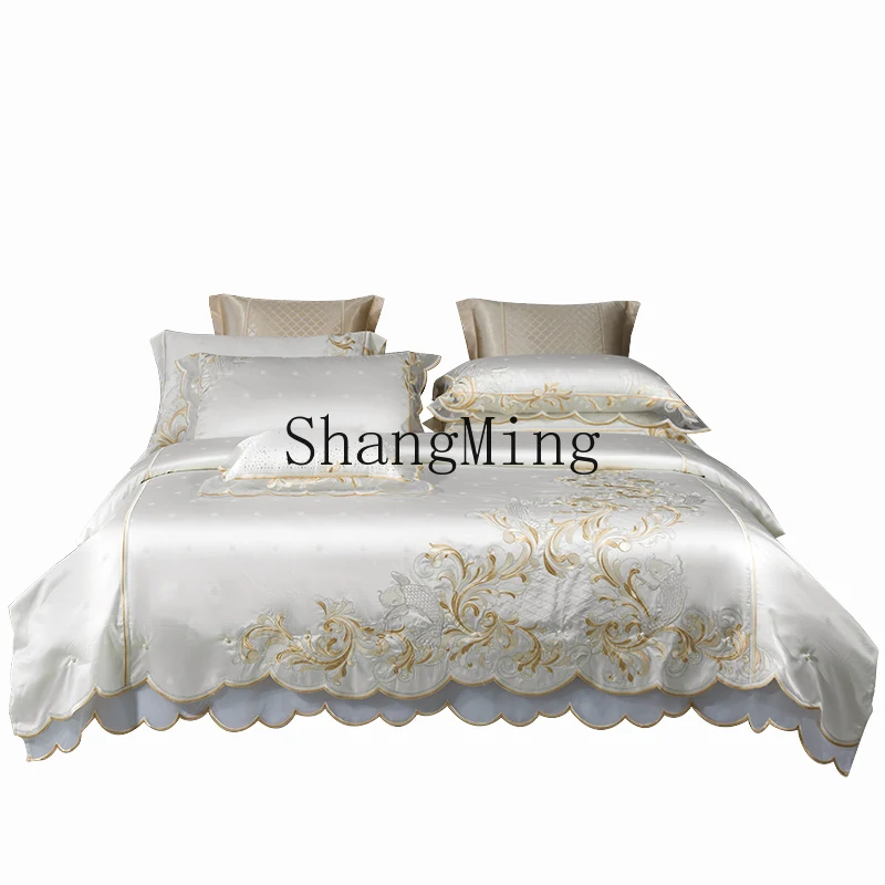 ZYY high-end bedding four-piece bed skirt lace edge bedspread embroidered quilt cover high-end bedding 
ZYY high-end bedding four-piece bed skirt lace edge bedspread embroidered quilt cover high-end bedding