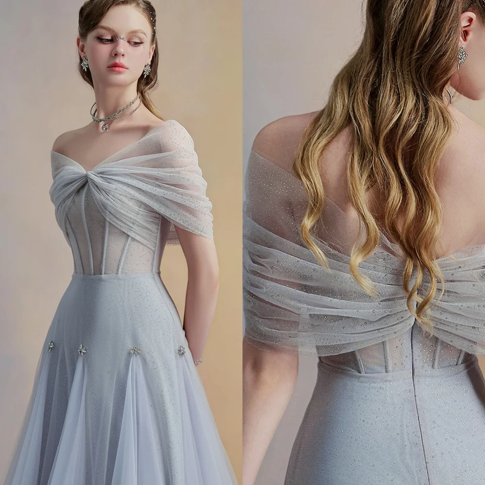 Customized Elegant Off the Shoulder Sleeveless Evening Dress High Quality Tulle Prom Dresses Delicate Crystal Celebrity Gowns
Customized Elegant Off the Shoulder Sleeveless Evening Dress High Quality Tulle Prom Dresses Delicate Crystal Celebrity Gowns