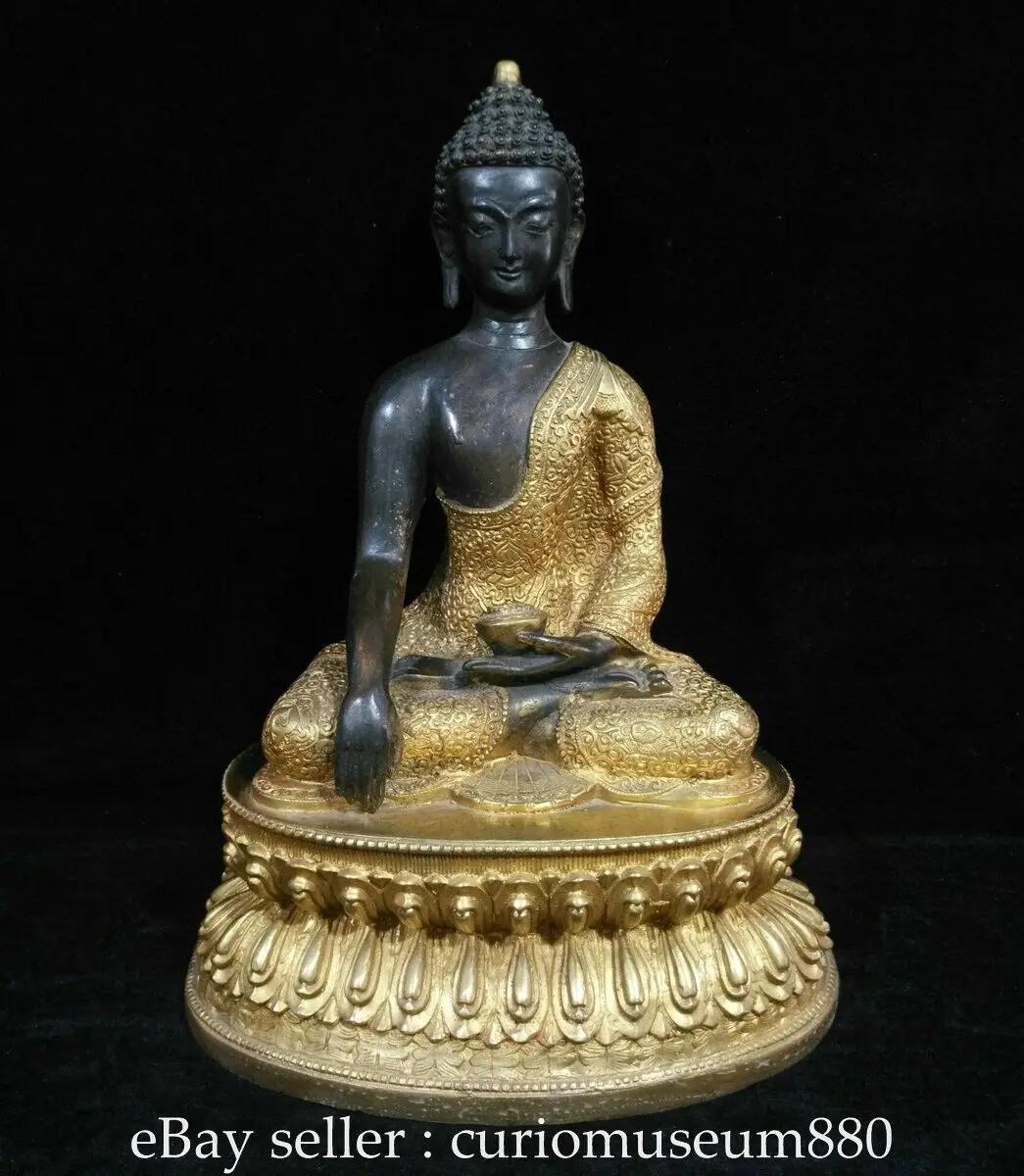 14.4-Inch Ancient Chinese Buddhist Bronze Plated Statue of Amitabha Sakyamuni Sculpture gilded Brass
14.4-Inch Ancient Chinese Buddhist Bronze Plated Statue of Amitabha Sakyamuni Sculpture gilded Brass