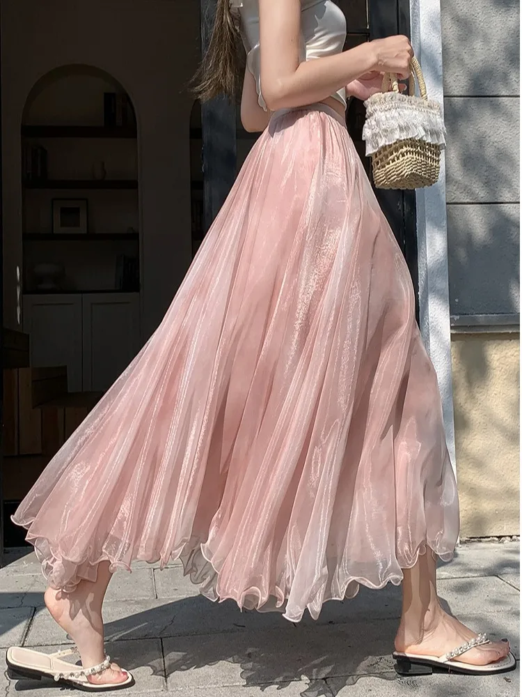 Summer Women's A-Line Midi Skirt Loose Comfortable Drapey Gradient Light Veil High Waist Soft Fabric Citywalk Style Korean Fa...
Summer Women's A-Line Midi Skirt Loose Comfortable Drapey Gradient Light Veil High Waist Soft Fabric Citywalk Style Korean Fa...