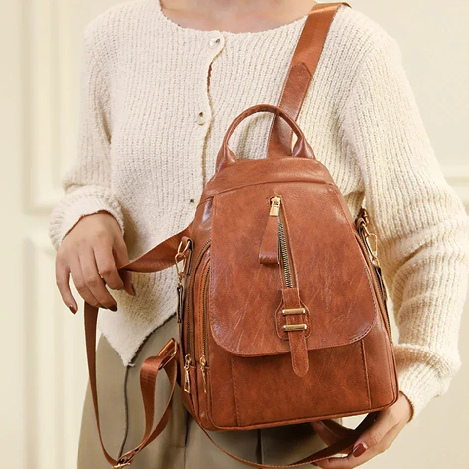 Women Leather Backpacks Vintage Shoulder Bag Female Backpack Ladies Travel Backpack Mochila School Bags for Girls Bagpack
Women Leather Backpacks Vintage Shoulder Bag Female Backpack Ladies Travel Backpack Mochila School Bags for Girls Bagpack