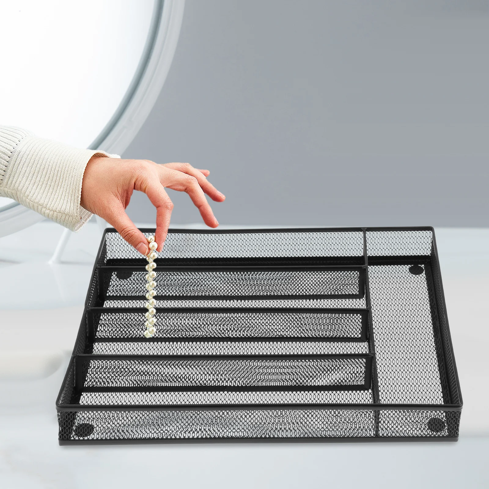 1Pcs Desktop Storage Box 5 Compartments Black Metal Organizer Kitchen Draining Holder Non Slip Eva Footpad Waterproof 
1Pcs Desktop Storage Box 5 Compartments Black Metal Organizer Kitchen Draining Holder Non Slip Eva Footpad Waterproof