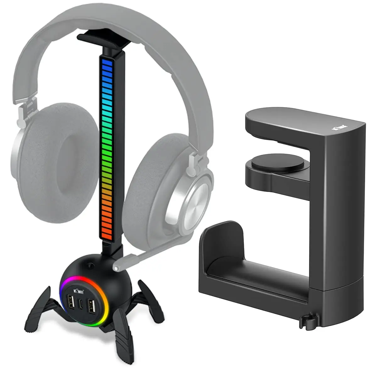 KIWIFOTOS Headphone Stand Holder Under Desk PC Gaming Headset Mount and RGB Pickup Rhythm Light Headphones Stand with USB Ports
KIWIFOTOS Headphone Stand Holder Under Desk PC Gaming Headset Mount and RGB Pickup Rhythm Light Headphones Stand with USB Ports