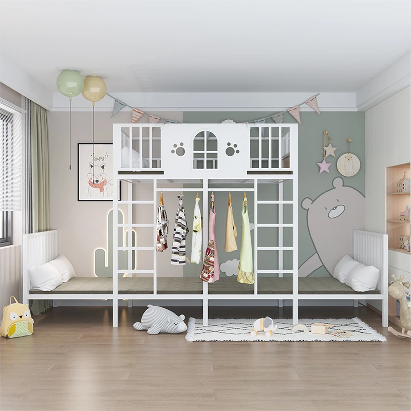 Wrought iron multi-functional elevated bed, iron frame bed, space-saving small apartment, high and low beds, staggered upper and
Wrought iron multi-functional elevated bed, iron frame bed, space-saving small apartment, high and low beds, staggered upper and