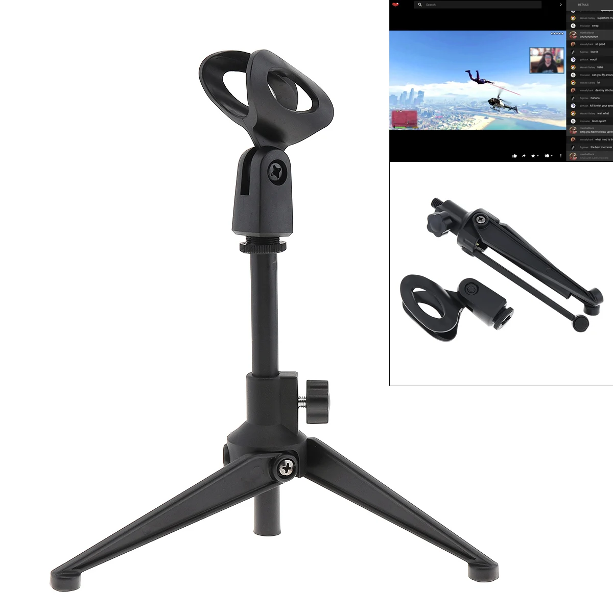 Mini Portable Black Table Tops Microphone Stand Tripod Mic Stand Bracket Support Desktop Adjustable for Live Broadcast Meeting
Mini Portable Black Table Tops Microphone Stand Tripod Mic Stand Bracket Support Desktop Adjustable for Live Broadcast Meeting