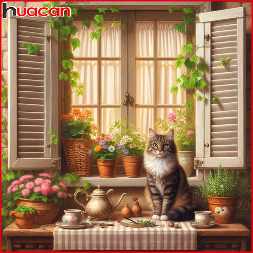Алмазная мозаика Huacan: Квадратные и круглые стразы, изображение кошки у окна с цветами, декоративная картина с животными
Алмазная мозаика Huacan: Квадратные и круглые стразы, изображение кошки у окна с цветами, декоративная картина с животными