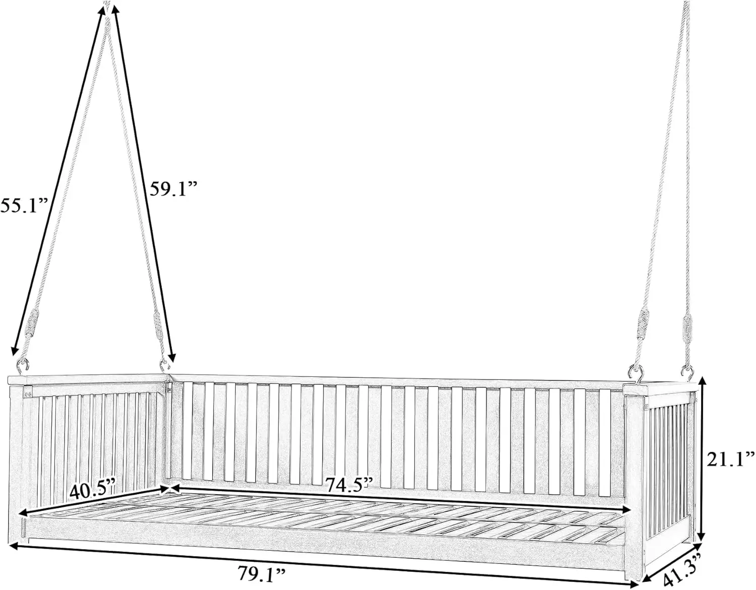 Minimalist 2-Person Acacia Wood Swing Bed with Ropes, Backyard Garden Patio Porch Swing, Safe Sloped Design, Gray/Acacia
Minimalist 2-Person Acacia Wood Swing Bed with Ropes, Backyard Garden Patio Porch Swing, Safe Sloped Design, Gray/Acacia