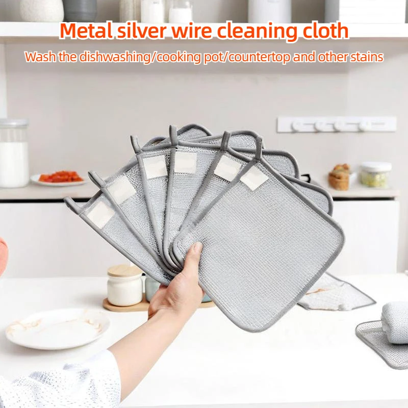 5/10pcs Multifunctional Dishwashing Cloth Three-Layer Enlarged Hanging Cloth Kitchen Cleaning Tool Non Greasy Silver Wire Cloth
5/10pcs Multifunctional Dishwashing Cloth Three-Layer Enlarged Hanging Cloth Kitchen Cleaning Tool Non Greasy Silver Wire Cloth