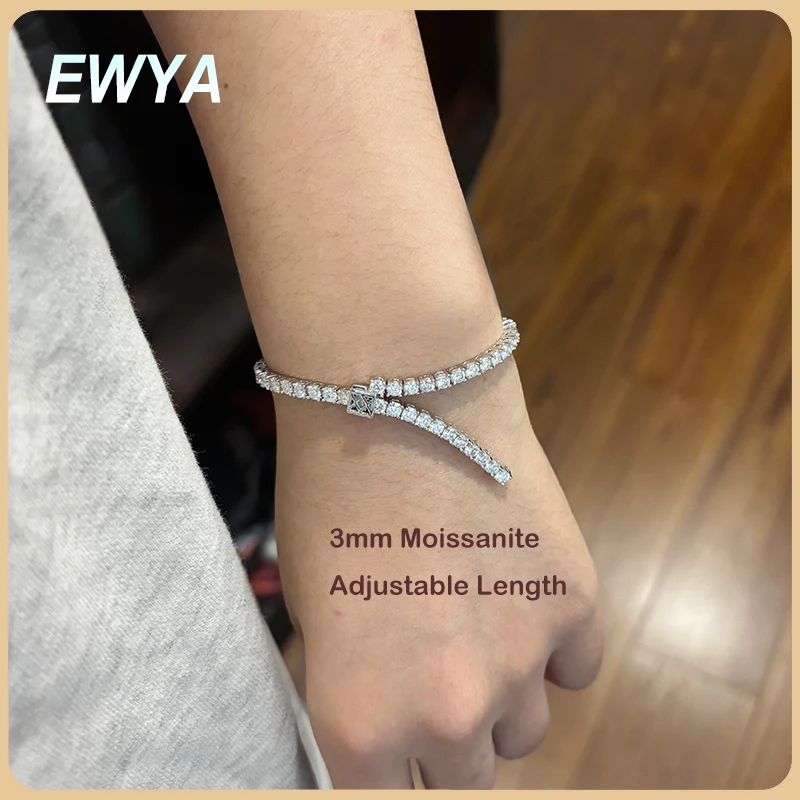 EWYA Adjustable 3mm 0.1ct Full Moissanite Tennis Bracelet for Women Men 925 Silver Unique Buckle Bangle Bracelets 17.5cm 19.5cm
EWYA Adjustable 3mm 0.1ct Full Moissanite Tennis Bracelet for Women Men 925 Silver Unique Buckle Bangle Bracelets 17.5cm 19.5cm