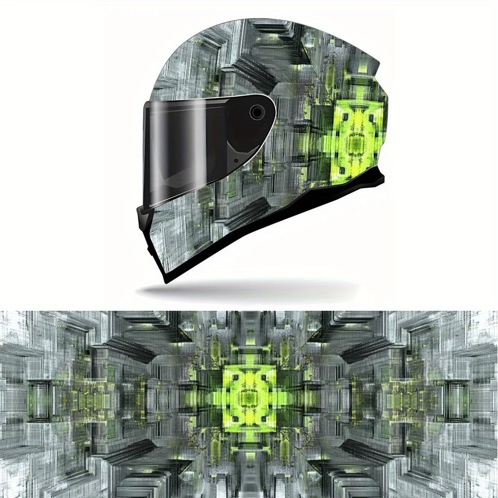 Neon Green Accents, Geometric Symmetry, Futuristic Design,Helmet Vinyl Wrap, Waterproof Removable Decals for Motorcycle Bike Hel
Neon Green Accents, Geometric Symmetry, Futuristic Design,Helmet Vinyl Wrap, Waterproof Removable Decals for Motorcycle Bike Hel