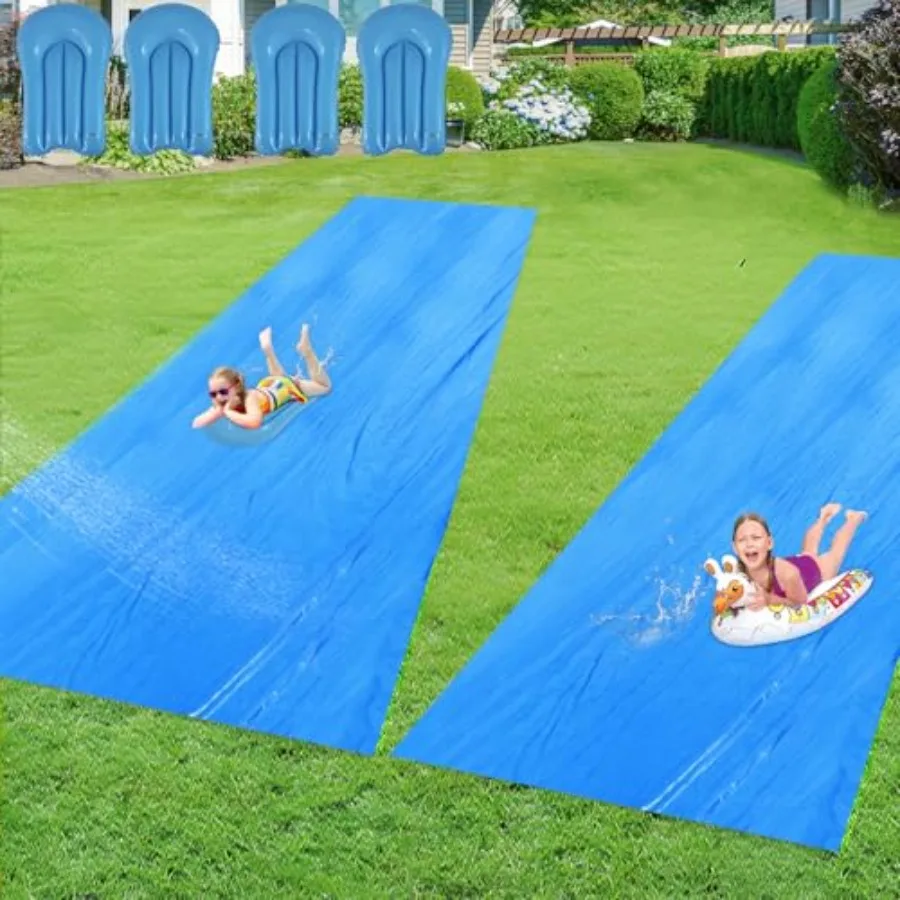 Backyard slip and slide for adults, heavy-duty PVC tarp, blue, extra-long 30 x 6 ft with 2 bodyboards
Backyard slip and slide for adults, heavy-duty PVC tarp, blue, extra-long 30 x 6 ft with 2 bodyboards