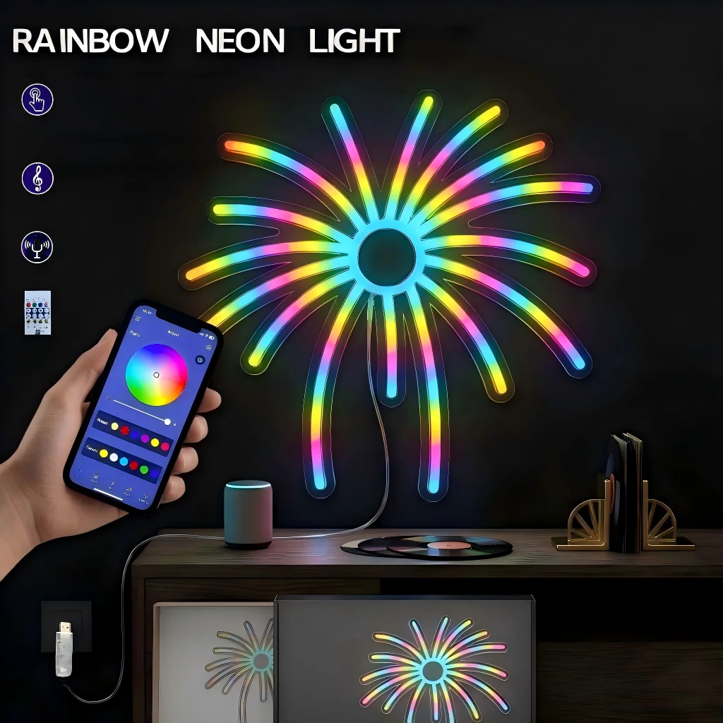 RGB Fireworks Neon Sign LED Light USB Powered Colorful Night Lamp Wall Decor for Bedroom Living Room Party Holiday Xmas Gift
RGB Fireworks Neon Sign LED Light USB Powered Colorful Night Lamp Wall Decor for Bedroom Living Room Party Holiday Xmas Gift