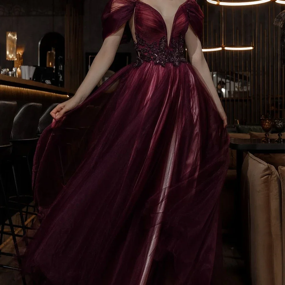 Elegant Evening Dress V-Neck and Off the Shoulder Open Back Waist Appliques Beading A-Line High-end Fashion Night Party Gown
Elegant Evening Dress V-Neck and Off the Shoulder Open Back Waist Appliques Beading A-Line High-end Fashion Night Party Gown