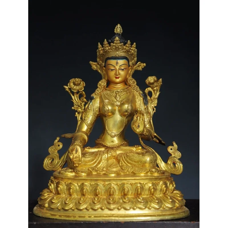 17.7" Antique Tibetan Buddhism temple Bronze gilt white Tara Bodhisattva statue
17.7" Antique Tibetan Buddhism temple Bronze gilt white Tara Bodhisattva statue
