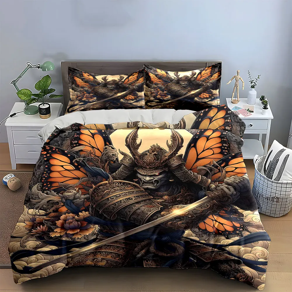 Samurai Bedding Set,Fantasy Samurai with Butterfly Wings and Katana Print Duvet Cover + 2 Pillowcases,Dark Japanese Decor set
Samurai Bedding Set,Fantasy Samurai with Butterfly Wings and Katana Print Duvet Cover + 2 Pillowcases,Dark Japanese Decor set