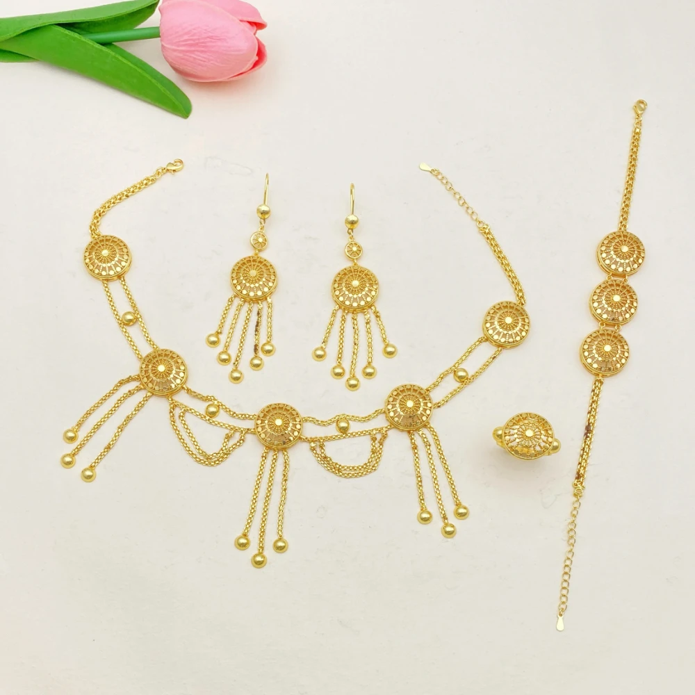 Flora Fashion Women Gold Plated Copper Jewelry Set Bracelet Ring Necklace Earrings Party Wedding Accessories
Flora Fashion Women Gold Plated Copper Jewelry Set Bracelet Ring Necklace Earrings Party Wedding Accessories