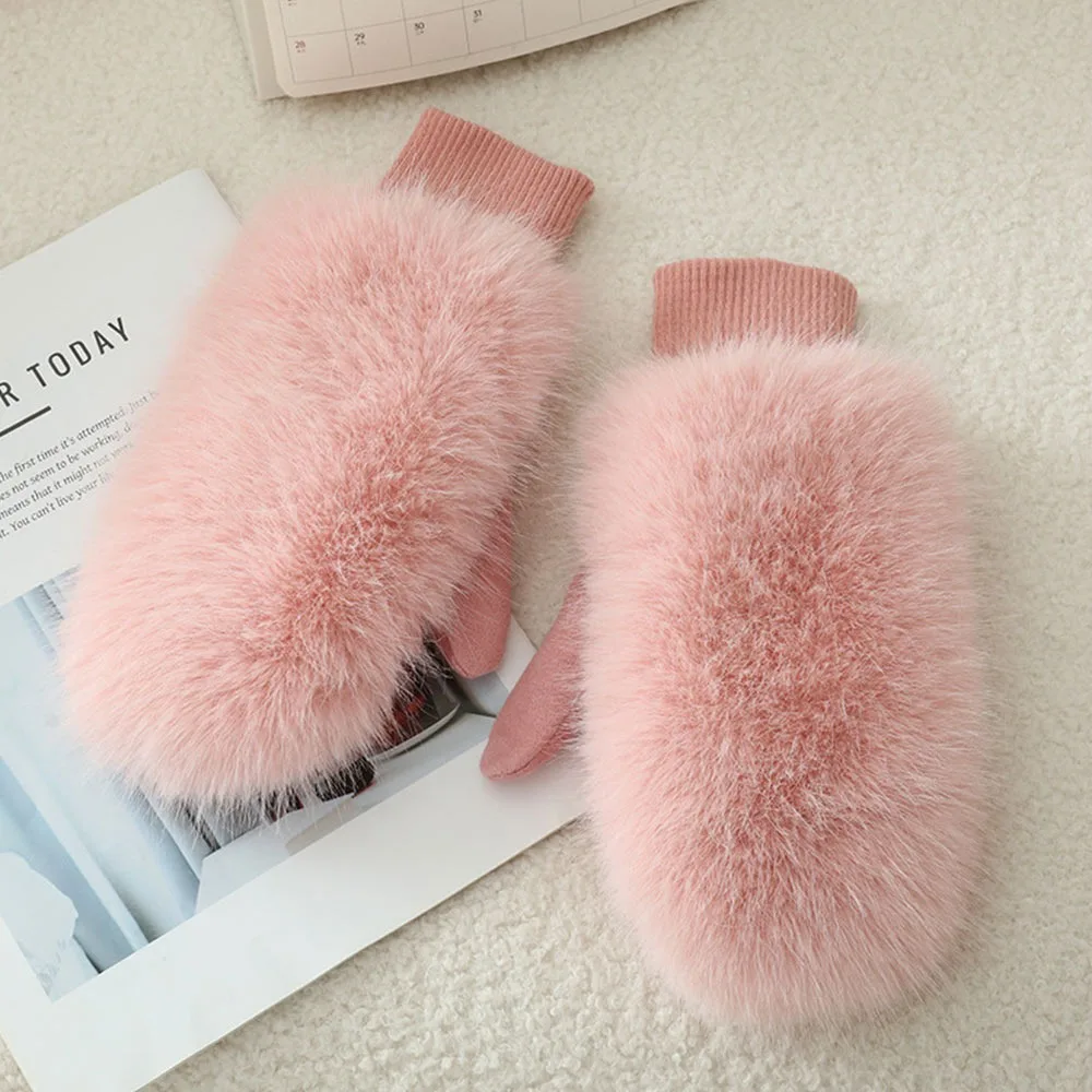 Imitation Rabbit Fur Windproof Gloves Thick Warm Full Fingers Gloves Lining Soft Women Mittens Outdoor Activities
Imitation Rabbit Fur Windproof Gloves Thick Warm Full Fingers Gloves Lining Soft Women Mittens Outdoor Activities