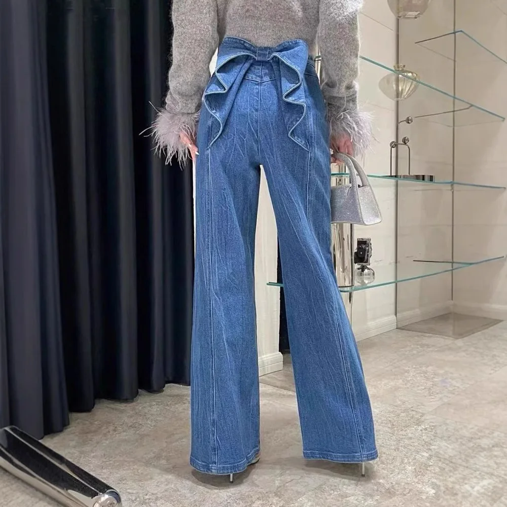 Denim Pant Jeans Women Wide Leg Long Pants High Waist Bow Straight Trousers Y2k Streetwear Casual Party Elegant Work Mom 2025
Denim Pant Jeans Women Wide Leg Long Pants High Waist Bow Straight Trousers Y2k Streetwear Casual Party Elegant Work Mom 2025