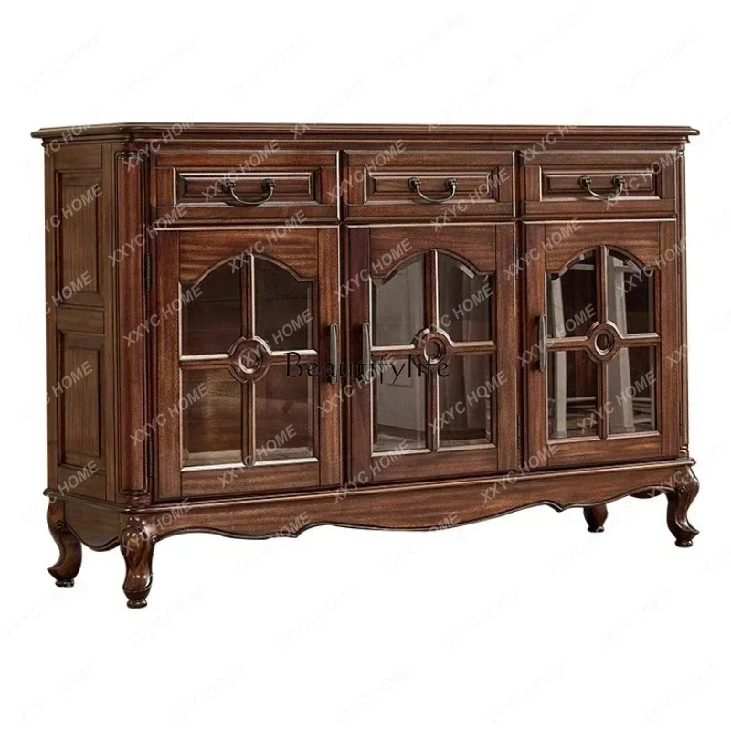Solid Wood Sideboard Storage Cabinet Black Walnut Glass Door Entryway Wine Cabinet
Solid Wood Sideboard Storage Cabinet Black Walnut Glass Door Entryway Wine Cabinet