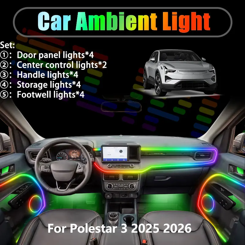 Для Polestar 3 2025 2026 P519: Комплект светодиодной подсветки салона и багажника 2/18 в 1, USB RGB, аксессуары для создания атмосферы
Для Polestar 3 2025 2026 P519: Комплект светодиодной подсветки салона и багажника 2/18 в 1, USB RGB, аксессуары для создания атмосферы