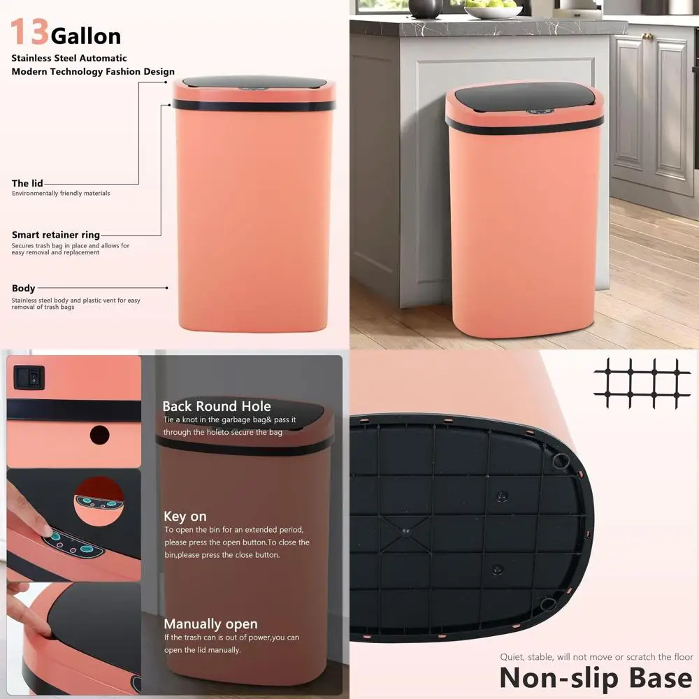 50L Automatic Touch-Lid Kitchen Trash Can with Motion Sensor, Waterproof Bathroom Trash Bin
50L Automatic Touch-Lid Kitchen Trash Can with Motion Sensor, Waterproof Bathroom Trash Bin