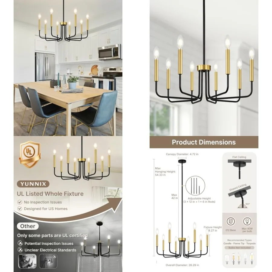 8 Light Cheliers for Dining Room Lighting Fixtures Hanging, Modern Farmhouse Chandelier for Entryway, Foyer, Staircase, Kitchen
8 Light Cheliers for Dining Room Lighting Fixtures Hanging, Modern Farmhouse Chandelier for Entryway, Foyer, Staircase, Kitchen