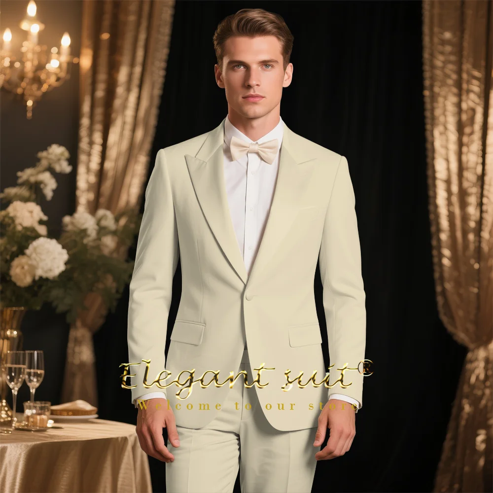 Men's 2-piece dinner suit - single-button peaked lapel jacket with suit pants, men's elegant slim-fit party formal suit
Men's 2-piece dinner suit - single-button peaked lapel jacket with suit pants, men's elegant slim-fit party formal suit
