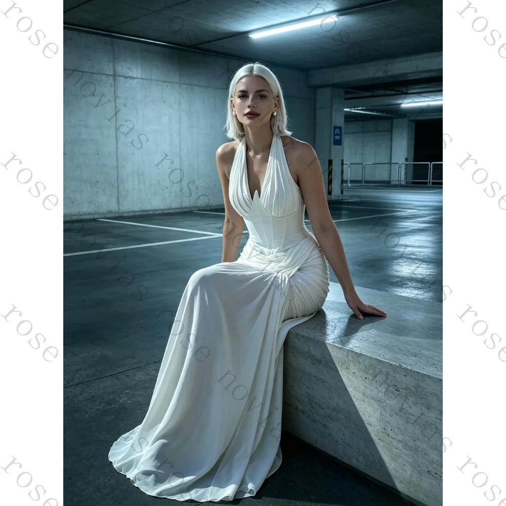 Customized Elegant Neck Hanging Backless Deep V Wedding Dress 2026 Ruffled Mermaid Trailing Dress Suitable for Beach Weddings
Customized Elegant Neck Hanging Backless Deep V Wedding Dress 2026 Ruffled Mermaid Trailing Dress Suitable for Beach Weddings