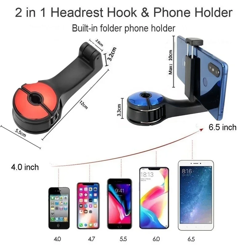 Universal 2-in-1 Car Phone Holder Rear Seat Headrest Holder Hooks 360 Degree Hidden Locking Hooks Car Interior Accessories
Universal 2-in-1 Car Phone Holder Rear Seat Headrest Holder Hooks 360 Degree Hidden Locking Hooks Car Interior Accessories