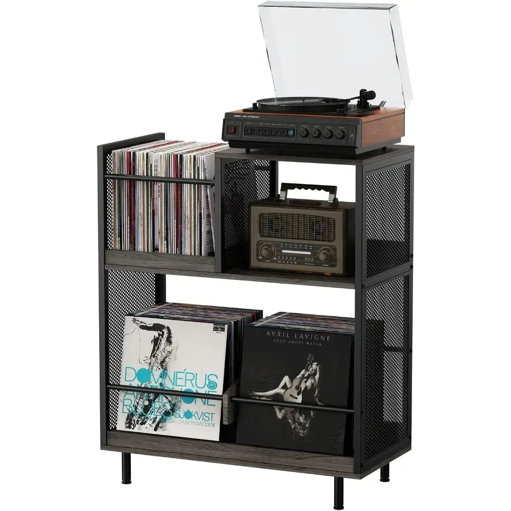 kirkical;3-tier record player stand, turntable stand with display shelf storage up to 250 albums, rustic grey vinyl record stora
kirkical;3-tier record player stand, turntable stand with display shelf storage up to 250 albums, rustic grey vinyl record stora