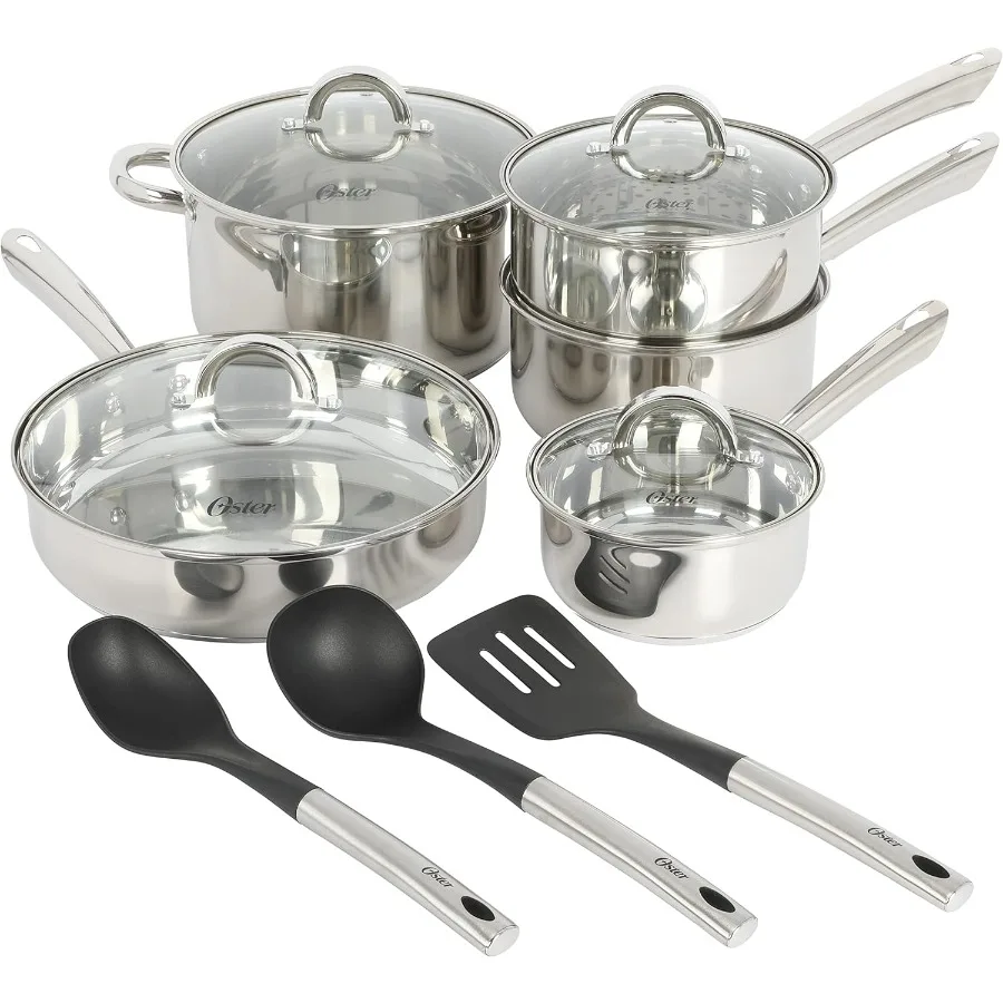 Sangerfield 12 Piece Stainless Steel Cookware Set W/Kitchen Tools
Sangerfield 12 Piece Stainless Steel Cookware Set W/Kitchen Tools