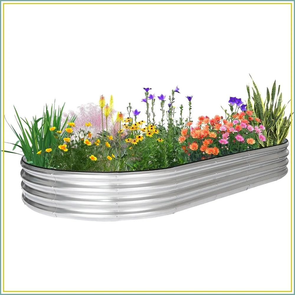 8x4x1ft Oval Raised Garden Bed, Galvanized Metal Planter Box for Vegetables, Fruits, Flowers, Herbs
8x4x1ft Oval Raised Garden Bed, Galvanized Metal Planter Box for Vegetables, Fruits, Flowers, Herbs