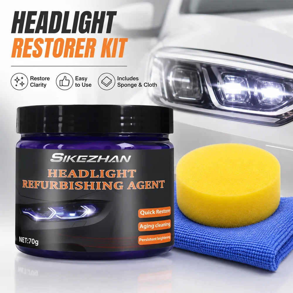 Headlight Polishing Paste Kit: Polishing Compound, Sponge & Blue Cloth, Removes Scratches, Oxidation, Restores Clarity, 1Set
Headlight Polishing Paste Kit: Polishing Compound, Sponge & Blue Cloth, Removes Scratches, Oxidation, Restores Clarity, 1Set