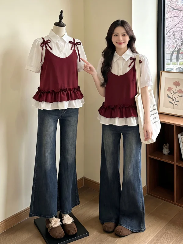 Fashionable Wine Red Short Sleeve Puffy Shirt Women's Korean Style Loose Fit Commute Wind Summer New Arrival Shirt
Fashionable Wine Red Short Sleeve Puffy Shirt Women's Korean Style Loose Fit Commute Wind Summer New Arrival Shirt