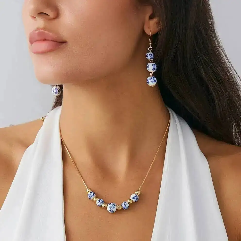 KunJoe Elegant Ceramic Beads Choker Necklace Drop Earrings Jewelry Set for Women Ethnic Geometric Round Pendant Clavicle Chain
KunJoe Elegant Ceramic Beads Choker Necklace Drop Earrings Jewelry Set for Women Ethnic Geometric Round Pendant Clavicle Chain
