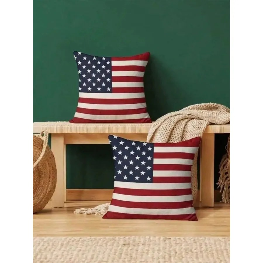 2D Flat 2pcs 4th of July Patriotic Pillow Covers, Flag Stripes Blue Bows, Zipper Washable for Sofa Bedroom Home Decor
2D Flat 2pcs 4th of July Patriotic Pillow Covers, Flag Stripes Blue Bows, Zipper Washable for Sofa Bedroom Home Decor