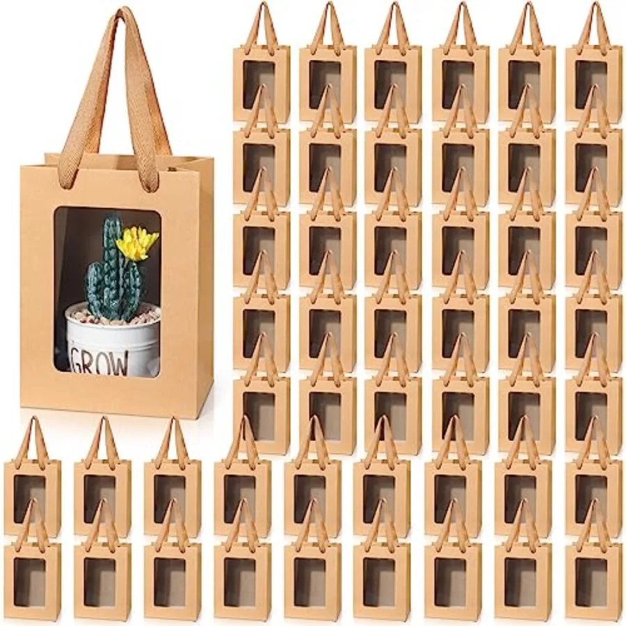 48 Pieces Clear Window Paper Gift Bags with Handle 7.9 x 5.9 x 3.9 Inch Transparent Kraft Bags for Graduate Mother's Day Bridal
48 Pieces Clear Window Paper Gift Bags with Handle 7.9 x 5.9 x 3.9 Inch Transparent Kraft Bags for Graduate Mother's Day Bridal