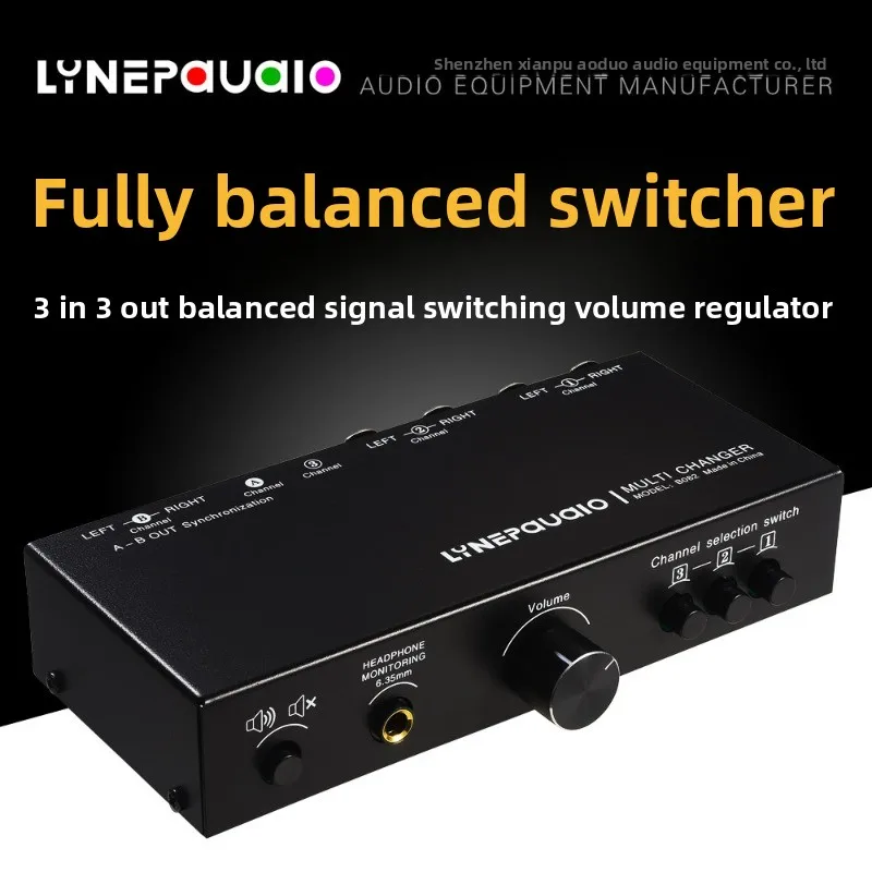 3-in/3-out audio signal selector switcher, fully balanced passive preamp, active speaker volume control
3-in/3-out audio signal selector switcher, fully balanced passive preamp, active speaker volume control