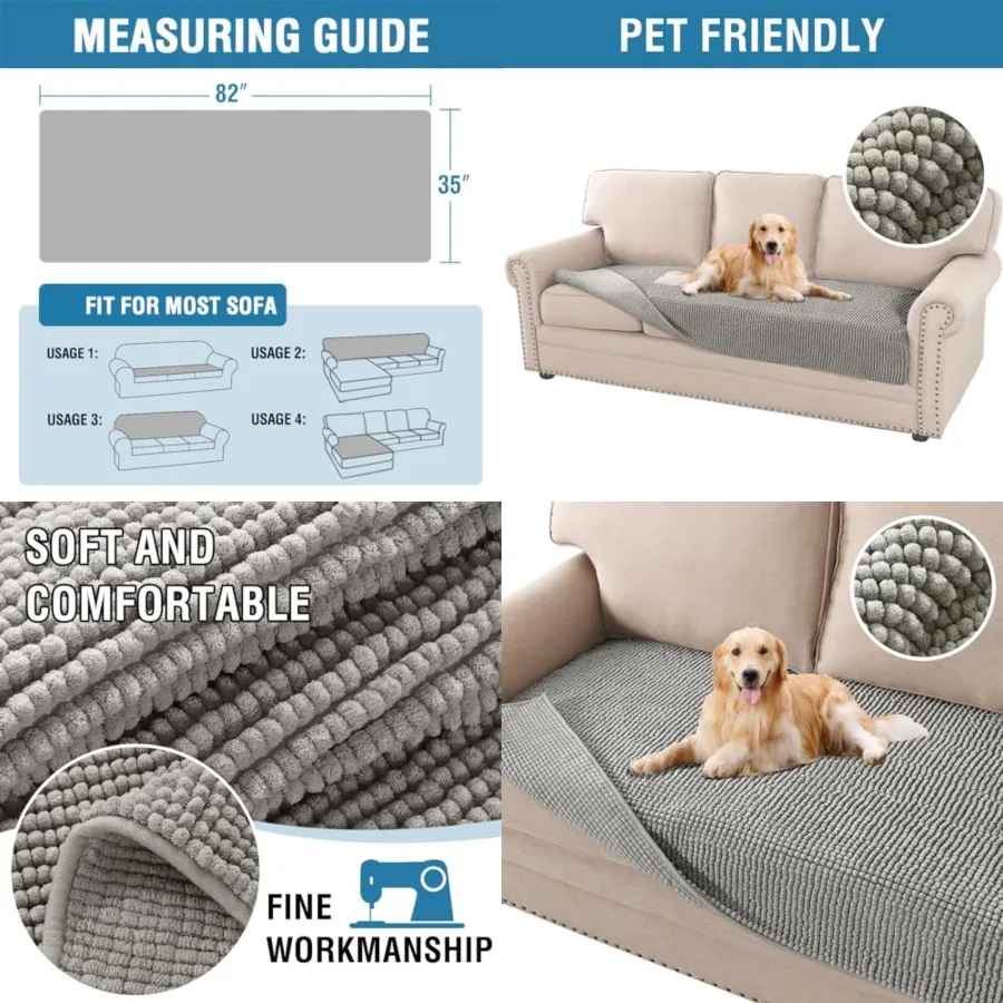 Plush Chenille Dog Bed Cover Thick Soft Sofa Cover for 3 Cushion Couch Anti Slip Couch Cover Furniture Protector for Dog, Pet,
Plush Chenille Dog Bed Cover Thick Soft Sofa Cover for 3 Cushion Couch Anti Slip Couch Cover Furniture Protector for Dog, Pet,