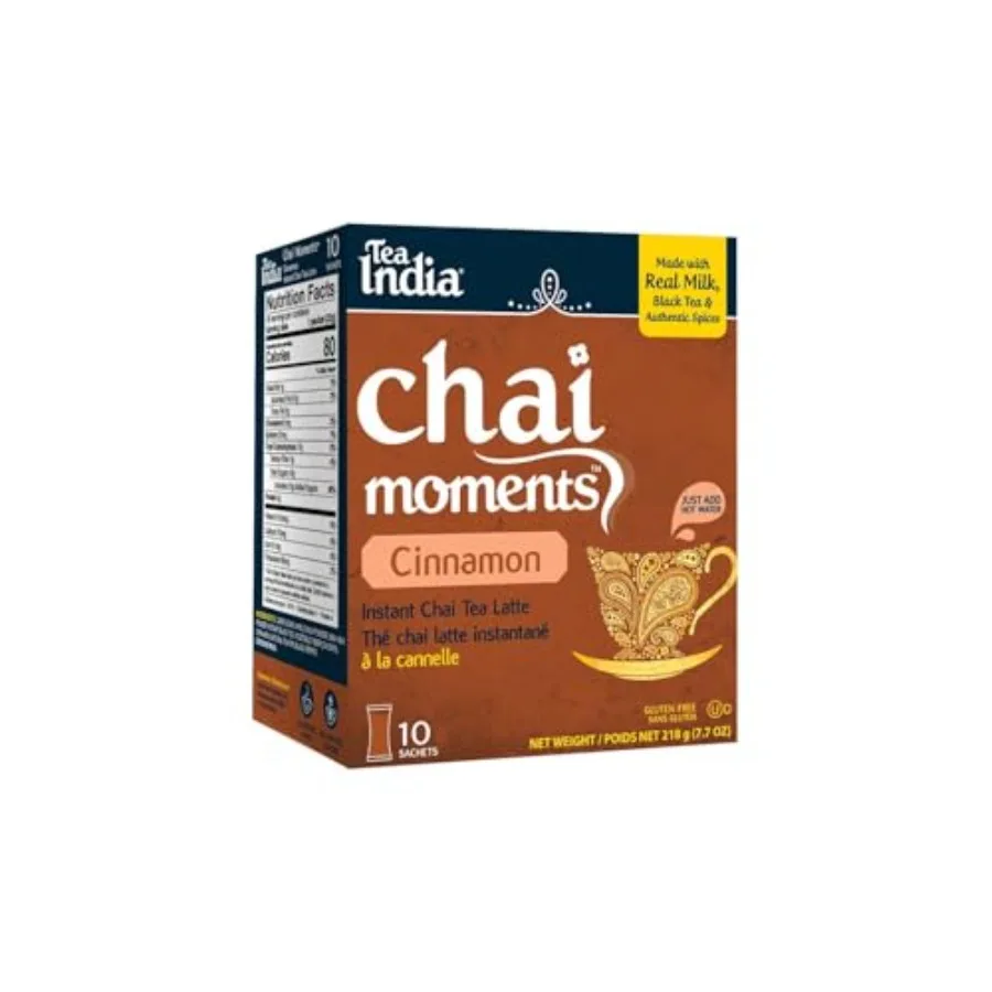Tea India Chai Moments Cinnamon Chai Tea Instant Latte Mix Flavorful Blend Of Premium Black Tea, Cinnamon and Natural Ingredien
Tea India Chai Moments Cinnamon Chai Tea Instant Latte Mix Flavorful Blend Of Premium Black Tea, Cinnamon and Natural Ingredien