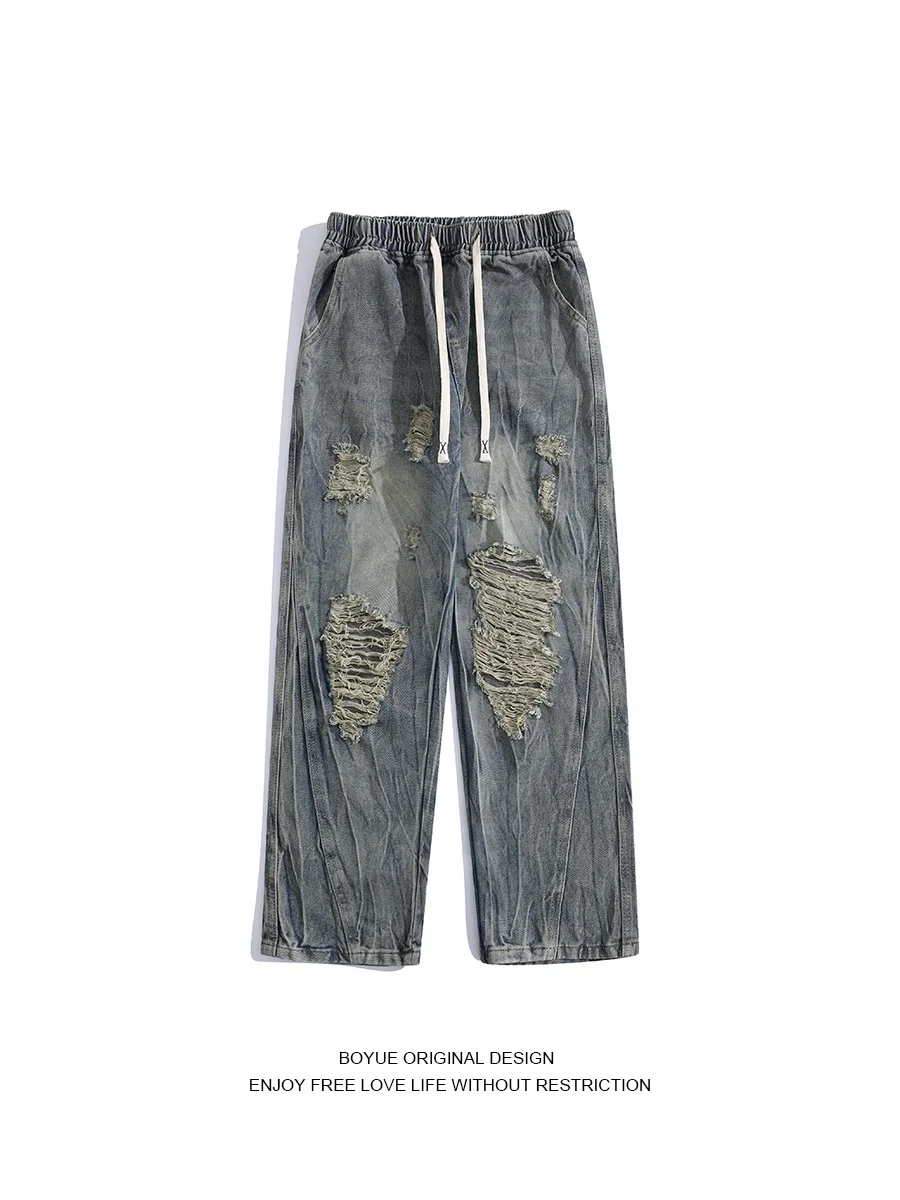 Boyue Men's Distred Denim Jeans Bamboo Texture Wide Leg Pants Dstring Casual Workwear Long Trousers Youth Faion
Boyue Men's Distred Denim Jeans Bamboo Texture Wide Leg Pants Dstring Casual Workwear Long Trousers Youth Faion