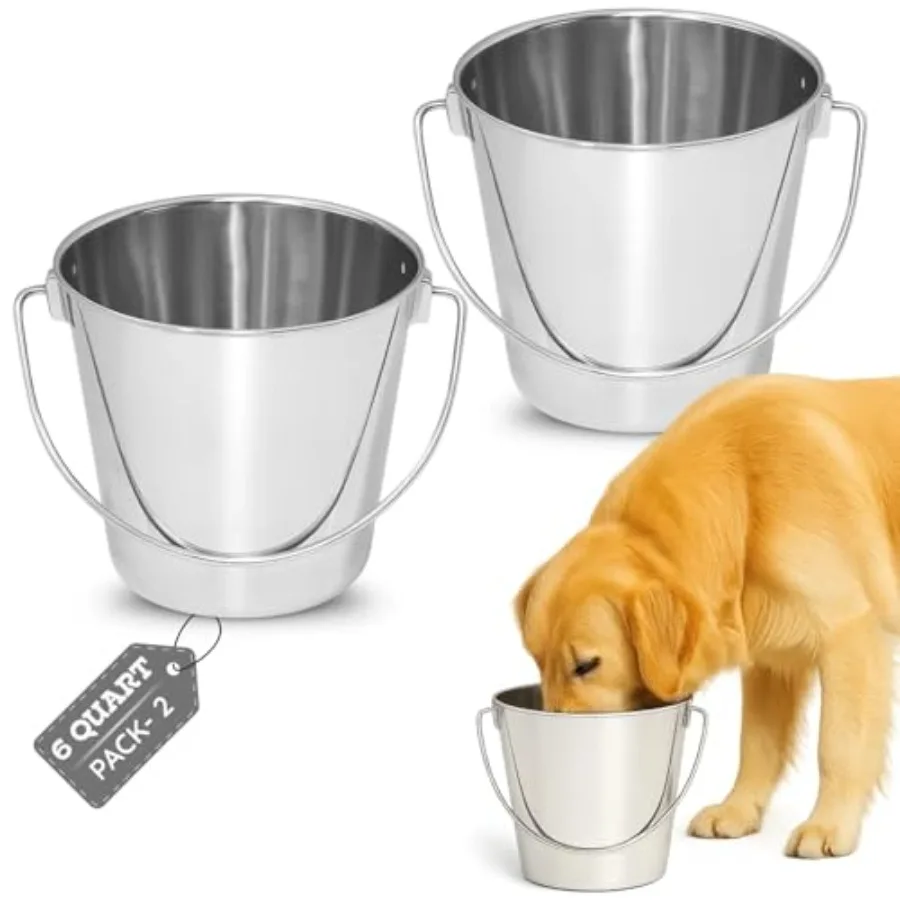 Heavy Duty Stainless Steel Round Bucket with Handle Pcs .5 gal Sturdy Food and Water Bowl for XL Dog Goat sheep and Livestock F
Heavy Duty Stainless Steel Round Bucket with Handle Pcs .5 gal Sturdy Food and Water Bowl for XL Dog Goat sheep and Livestock F