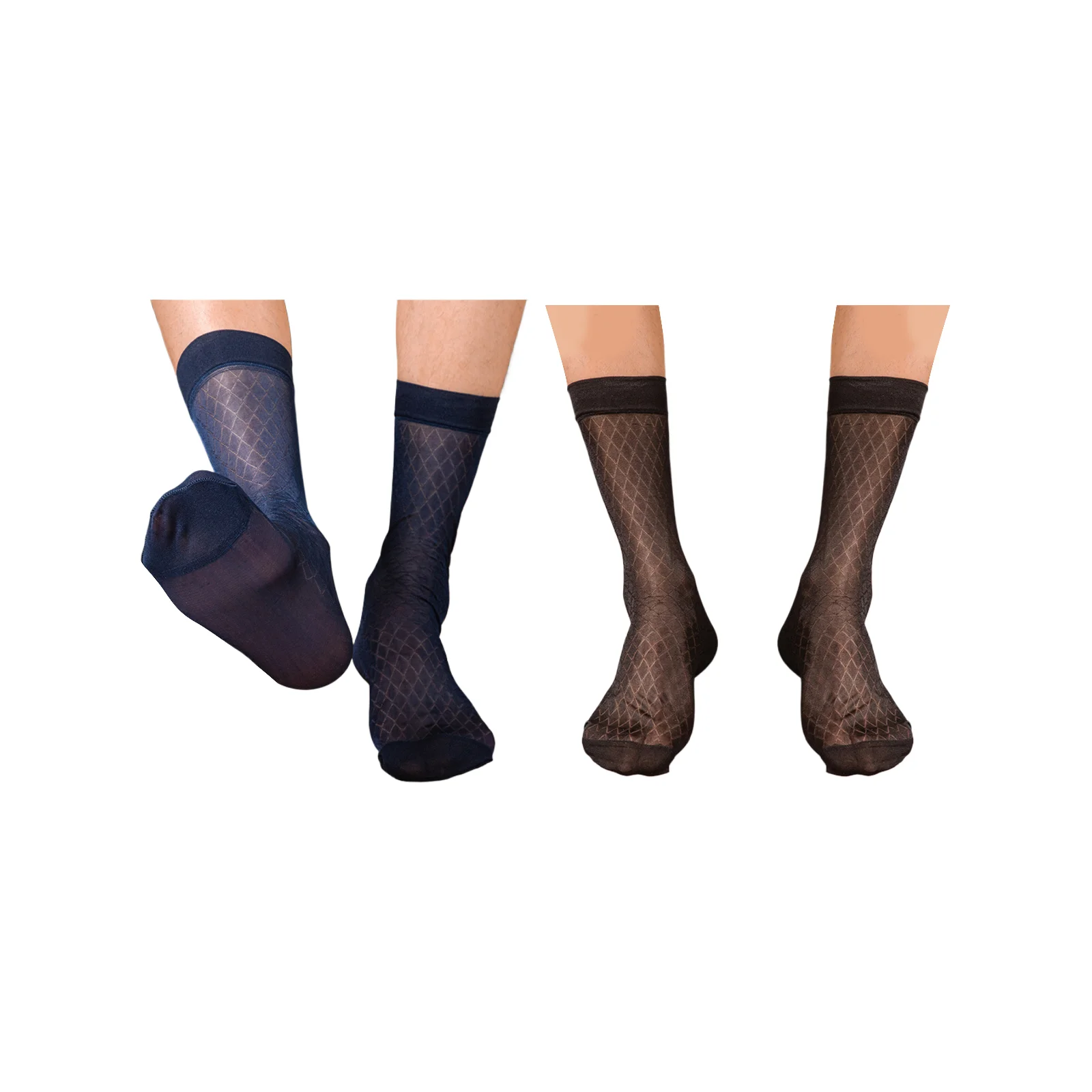 Navy blue + black large mesh medium tube ultra-thin transparent men's business formal stockings set (1 pair each)
Navy blue + black large mesh medium tube ultra-thin transparent men's business formal stockings set (1 pair each)
