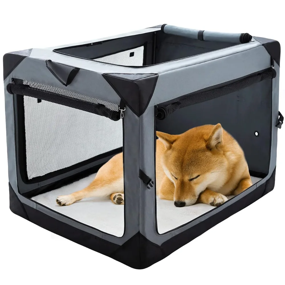 30 Inch Collapsible Dog Crate for Medium Dogs, 4-Door Foldable Soft Dog Kennel with Chew Proof Mesh Windows, Indoor & Outdoor
30 Inch Collapsible Dog Crate for Medium Dogs, 4-Door Foldable Soft Dog Kennel with Chew Proof Mesh Windows, Indoor & Outdoor