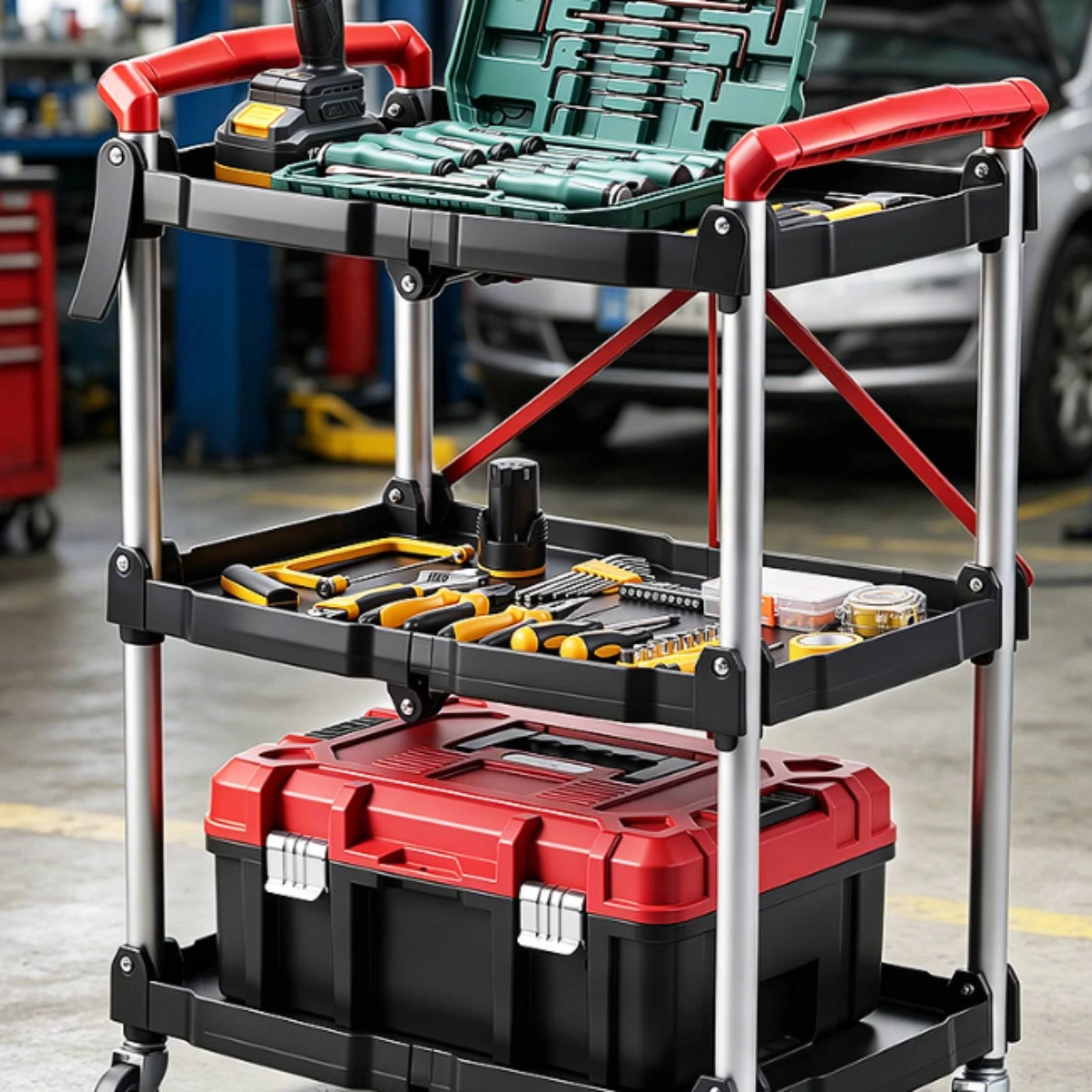 Foldable Tool Trolley Tray Shelves Workshop Storage
Foldable Tool Trolley Tray Shelves Workshop Storage